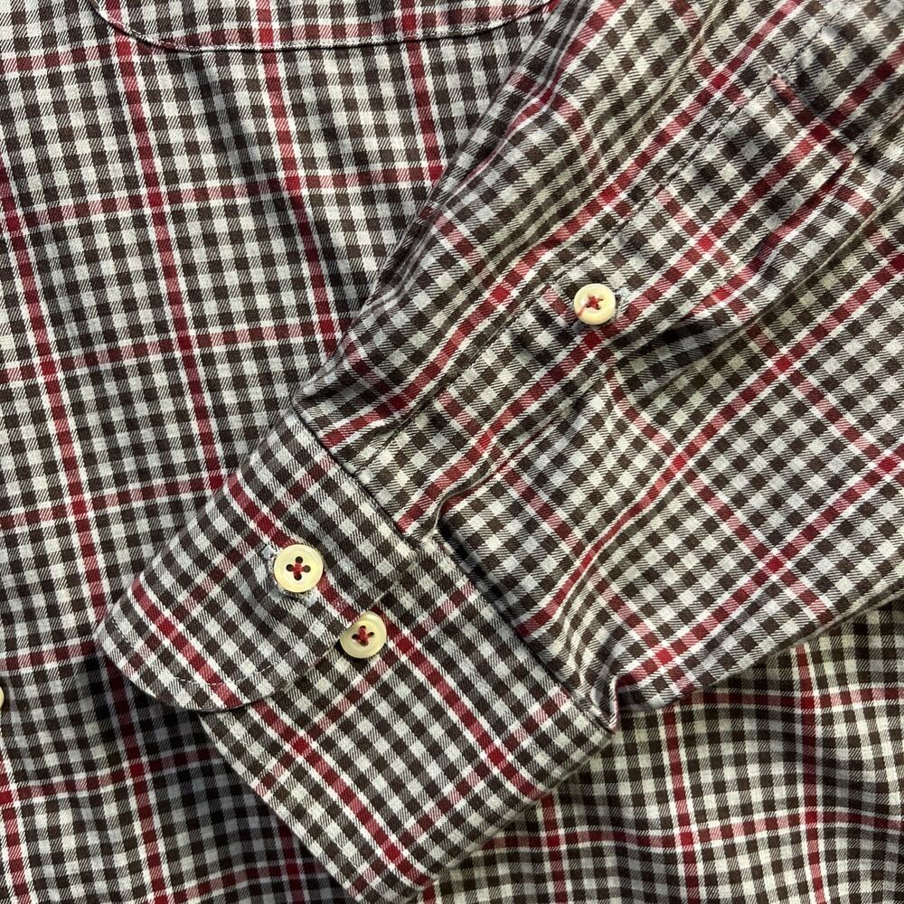 Peter Millar Long Sleeve Gingham Plaid Button‎ Shirt Mens XL Cotton Red Green - Picture 5 of 12